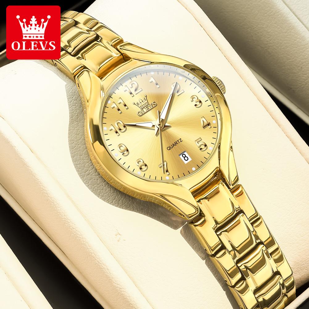 OLEVS 3650 Luxury Original Quartz Gold Watch for Women Waterproof Luminous Date Ladies Dress Wristwatch Elegant Female Watches