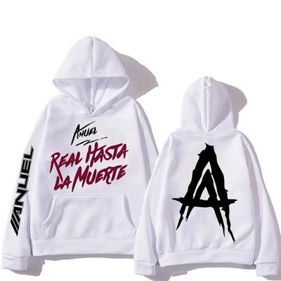 Худи с графическим принтом Anuel AA с карманом, толстовка из флиса в стиле харадзюку, одежда в стиле панк с длинными рукавами, унисекс, винтажные мягкие пуловеры