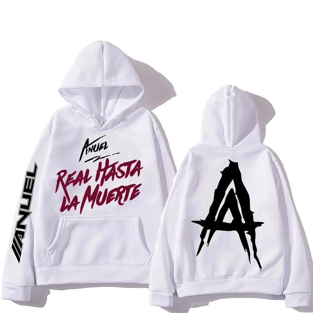 Anuel AA Graphic Printing Hoodie With Pocket Harajuku Fleece Sweatshirt Long-sleeved Punk Clothing Unisex Vintage Soft Pullovers