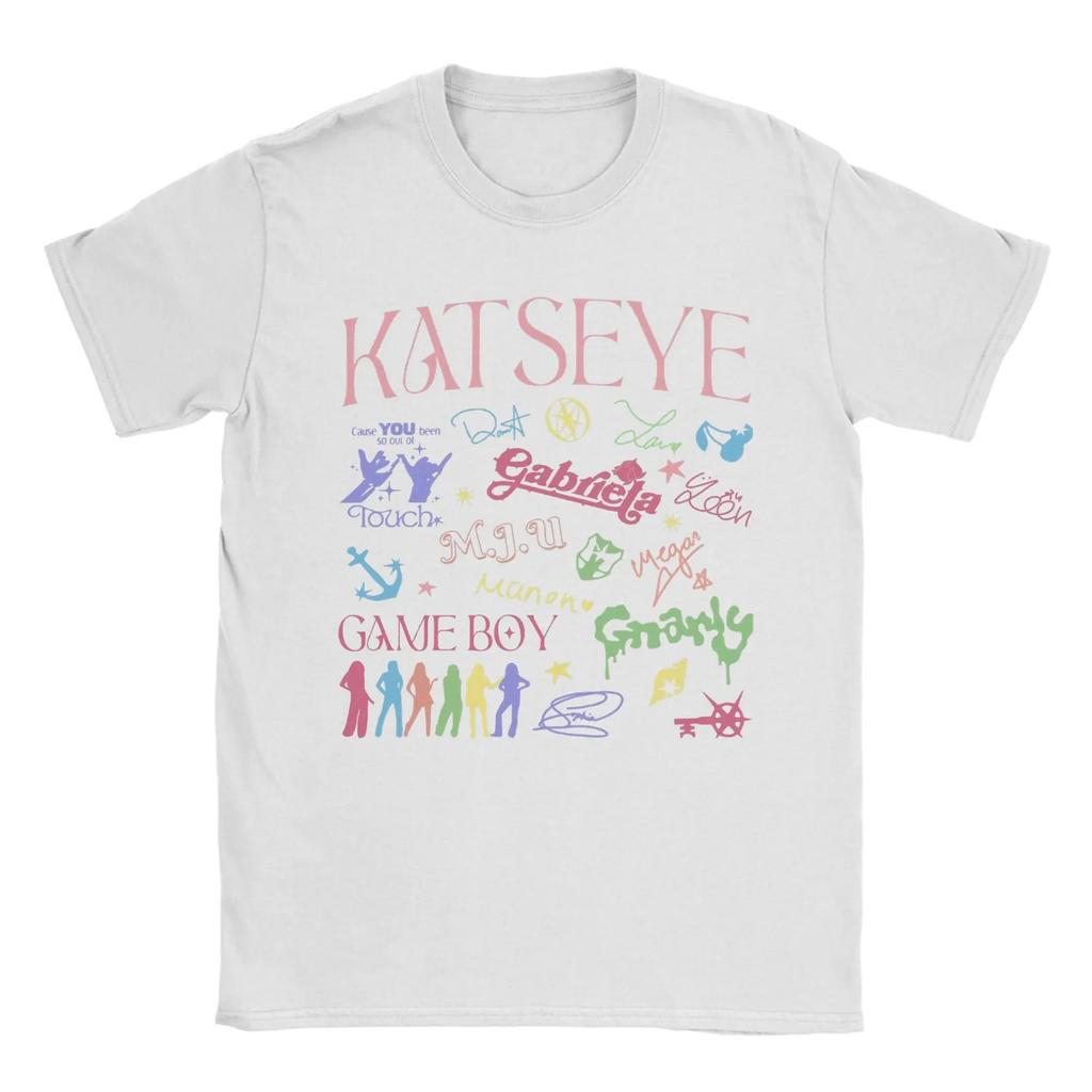 Унисекс винтажная футболка с коллажем песен участника Katseye, футболка для фанатов глобальной поп-музыки в стиле Y2K, повседневная футболка с коротким рукавом, 100% хлопок