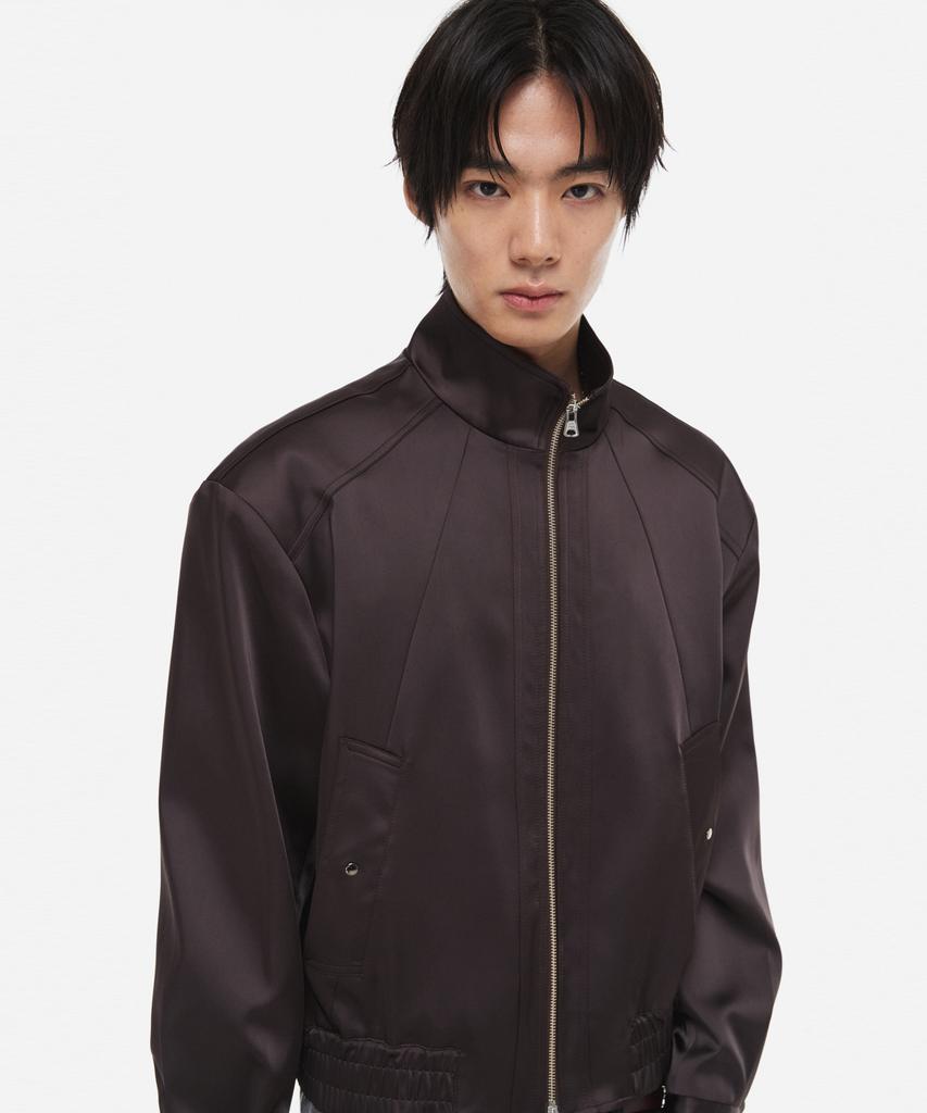DNSR Satin High-Neck Structured Jacket Brown