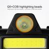 Waterproof LED Headlamp Adjustable XPE+COB 2 Lighting Modes with USB Rechargeable Built-in Battery Headlight for Outdoor Camping