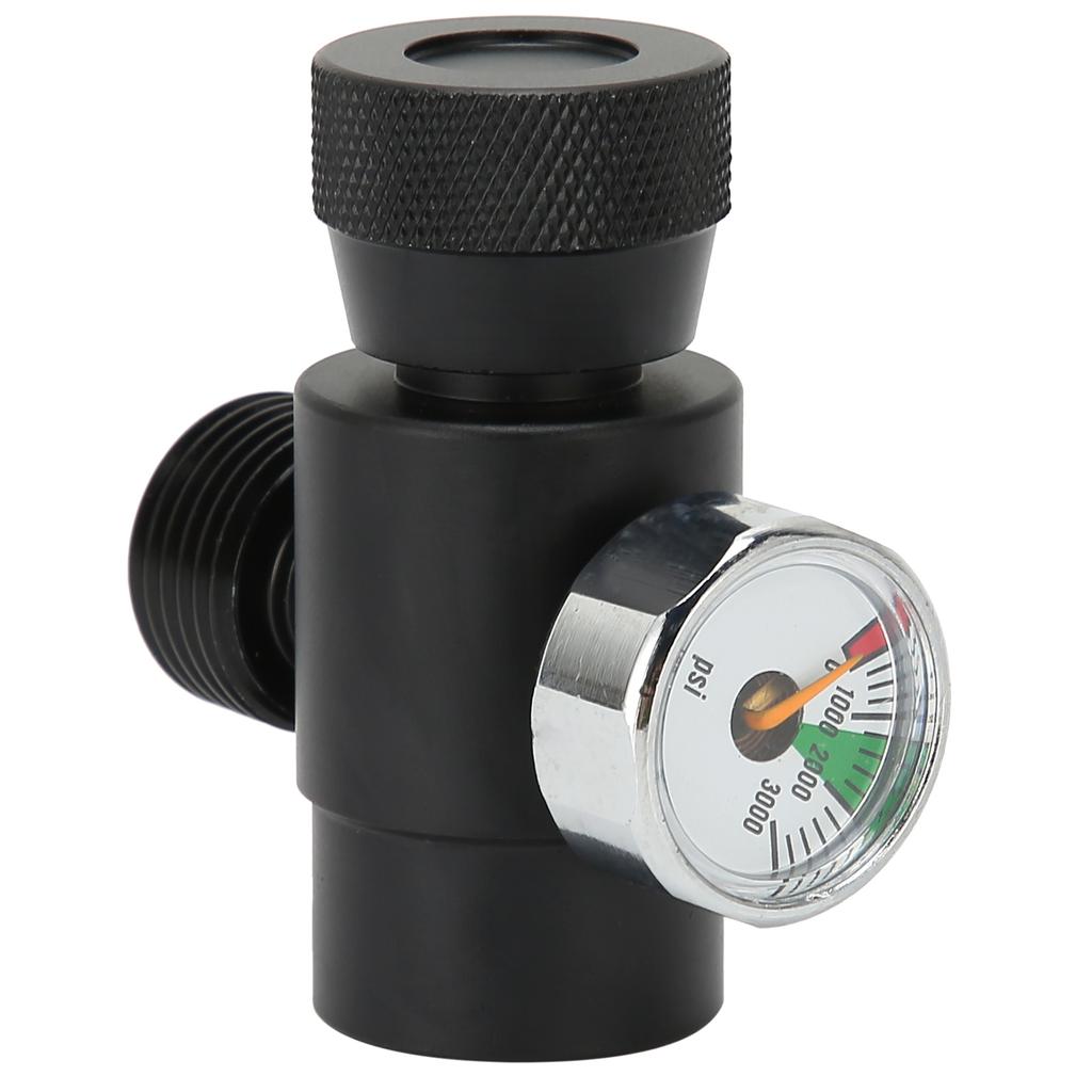 CO2 Cylinder Refill Adapter Connector CGA320 // TR21-4 ASA 3000psi Pressure Gauge Black