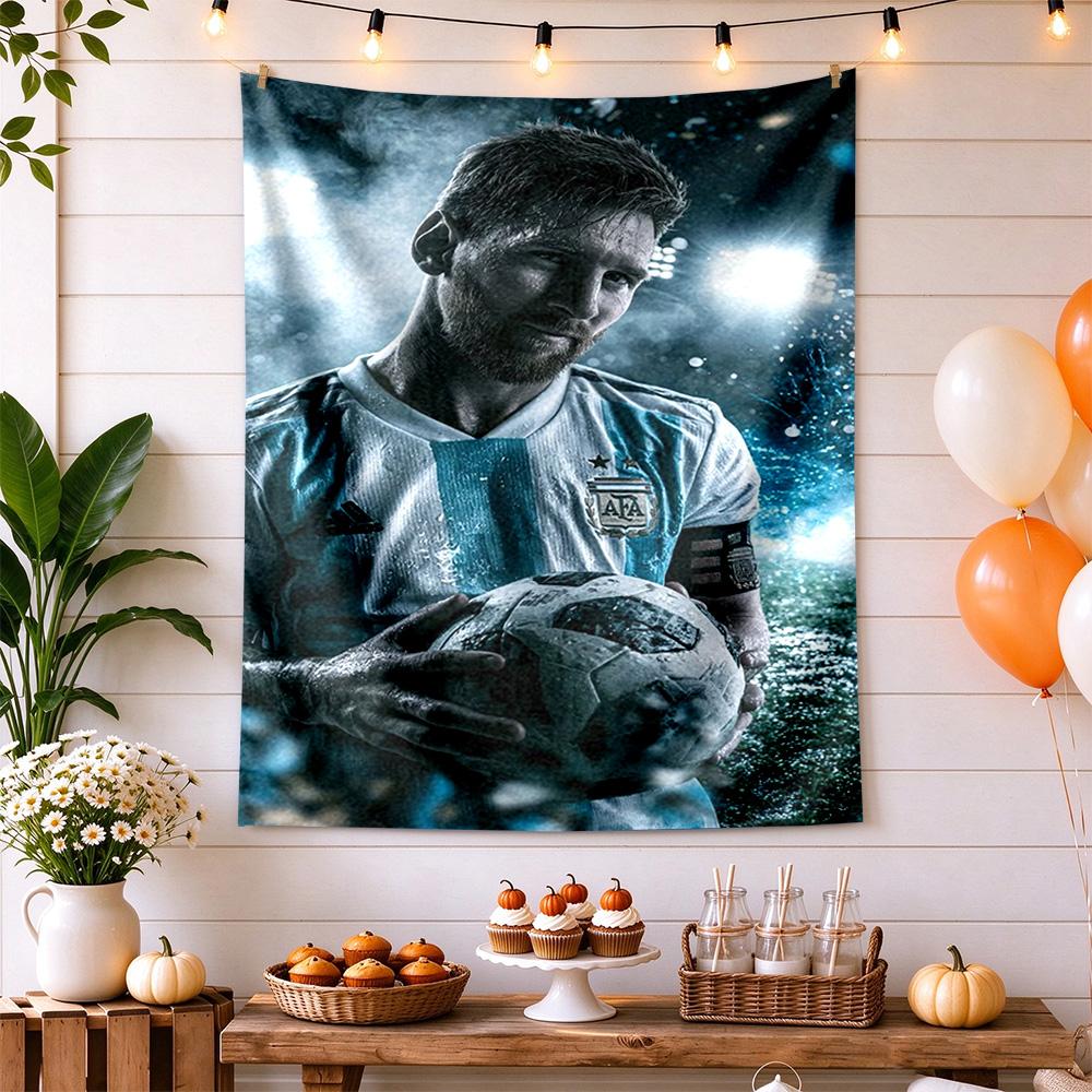 Football Messi Handwoven Tapestry Nordic Minimal Great for Bedroom Reading Corner Balcony Four Seasons Vintage Wall Art