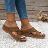 2024 Plus Size Casual Round Toe Cross Strap Hollow High Heel Women's Wedge Slippers