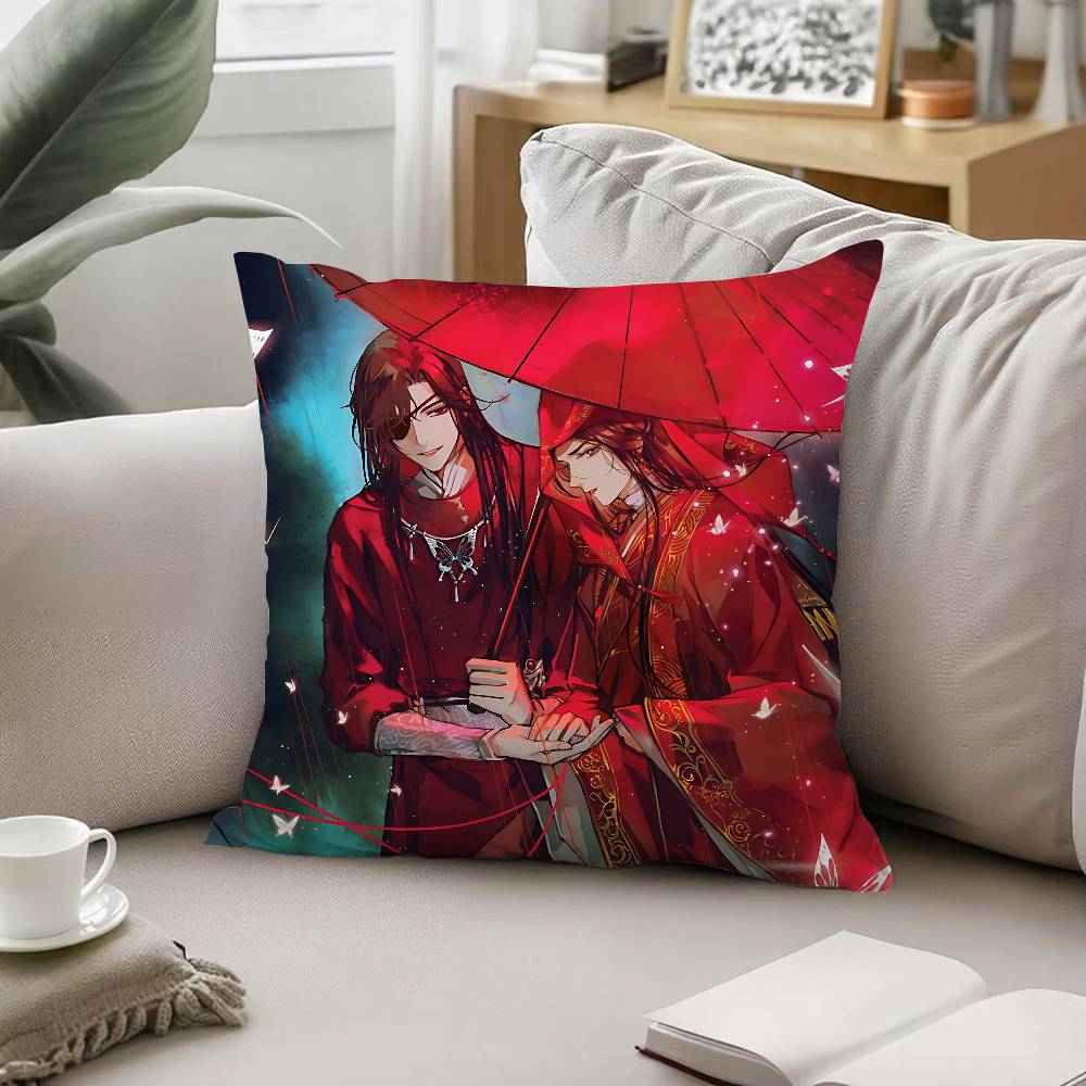 Anime Heaven Officials Blessing Pillow Case Pattern Printed Pillowcase For Living Room Sofa Cushion Cover Bedroom Decor
