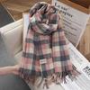 Autumn and Winter Korean Style Color Blocked Imitation Cashmere Plaid Fashionable and Versatile Thickened and Warm Student Shawl