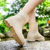 WTEMPO Solid Color Large Size Rain Boots Low Thick Heel Anti Slip Casual Work Shoes for Women's In Spring Summer