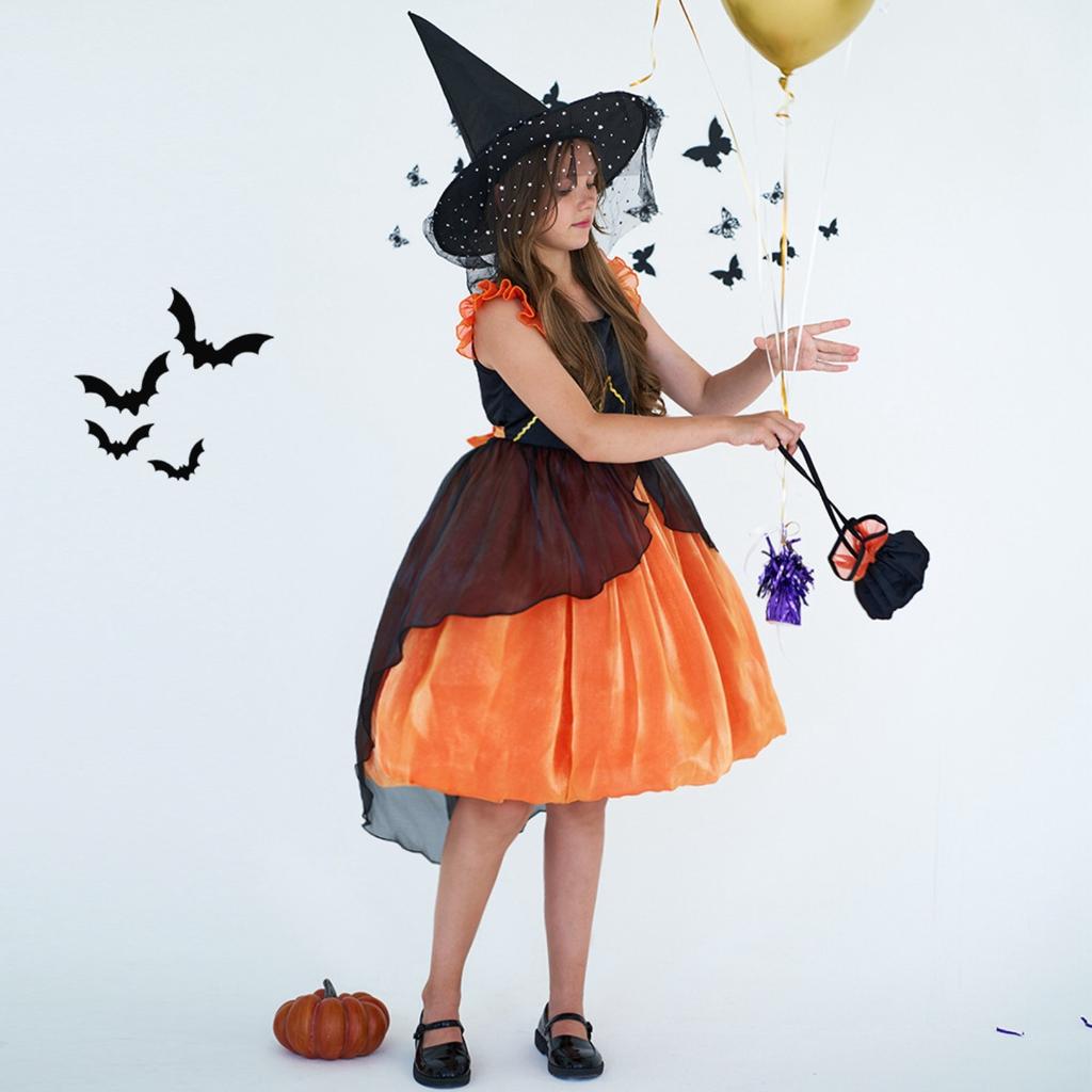 Halloween Girls Dress Printed Dress Witch Role Play Cosplay Costume Masquerade Costume