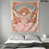 Cardcaptor Sakura Wall Tapestry Aesthetic Wall Hanging Printed Fabric Blanket Decorative Tapestries for Bedroom Living Room Home Decor