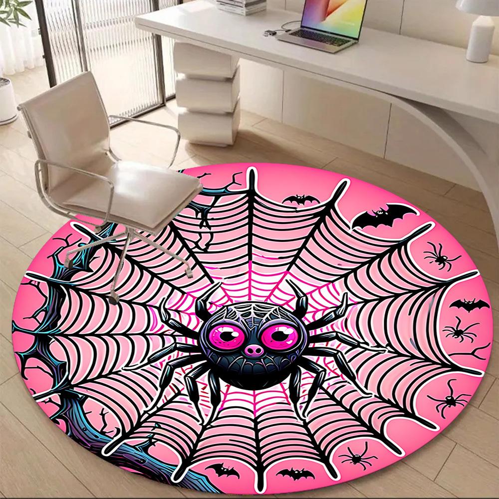 1pc Spider Web Office Round Area Rug, Indoor Mat Suitable ForOffice, Under Office Chairs Bedroom Living Room Home Decor, Room Deco, n54