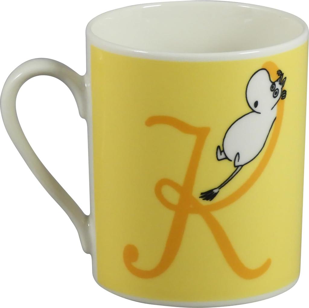 Moomin Initial Mug Gift 8x9cm Little Gift for Made in Lemon "K" Boxed, 320ml, Approx. Diameter, My, Moomin, Women, Birthday, Tableware, Japan, Yellow,