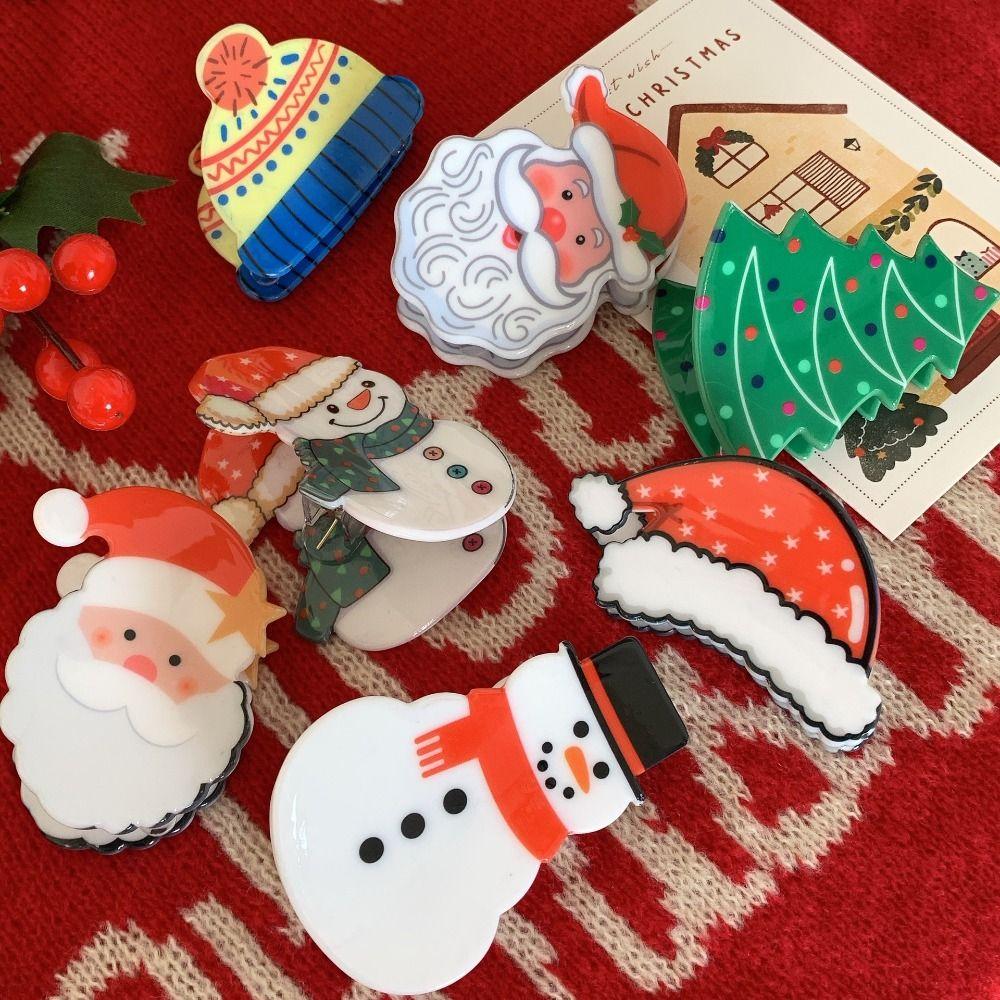 Christmas Hat Christmas Hair Claw Christmas Sock Small Shark Clip Unique Santa Claus Hairpin Daily