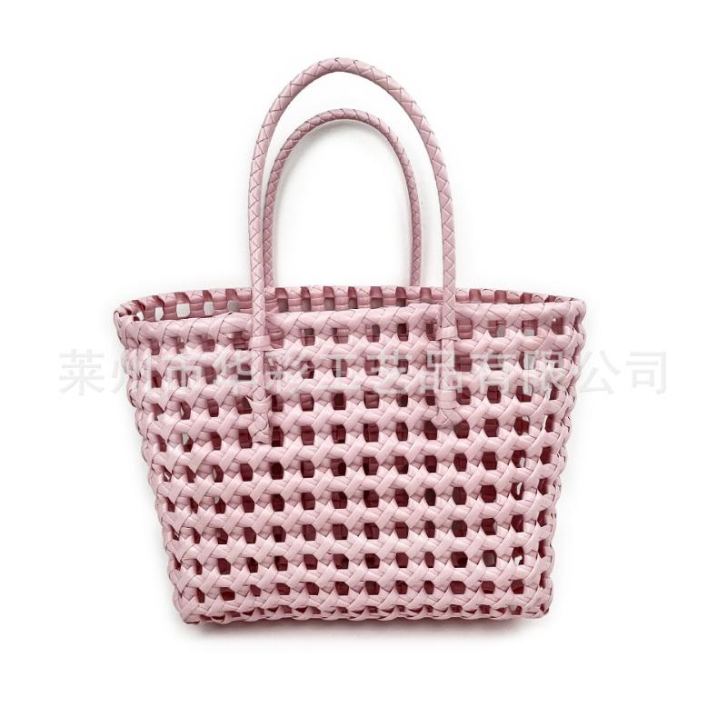 Sales C Woven Bag Hand Carry Vegetable Basket Colorful Waterproof Beach Bag Hand Woven Hollow Women's Handbag