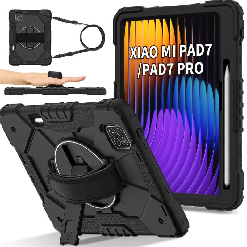 Новый Чехол-книжка 360° с подставкой и ручкой для Xiaomi Pad 7 11.2 дюйма, Funda For Xiaomi Pad 7 Pro 11.2" Бронированный Чехол-подставка с ручкой