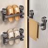 30/40/50CM Aluminum Towel Rack Grey Strong Load-bearing Wall Mounted Rack with Hook No Punching Double Pole Rack Hotel
