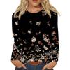 Женская мода, повседневная блузка с длинным рукавом и круглым вырезом, пуловер с принтом
