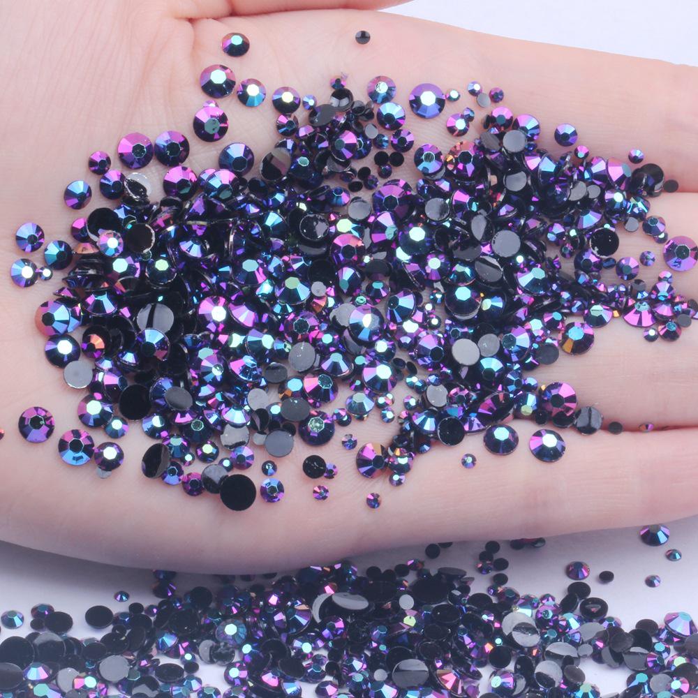 Multi-Color AB Jelly Resin Rhinestones, 2-6mm, 1000 Pcs, Flat Back for Nail Art