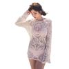 Lace Embroidered Lace Perfect for the and Slimming Swimwear Outerwear [88flix] Top, Long, Beach, Pool, Suntanning, See-Through,