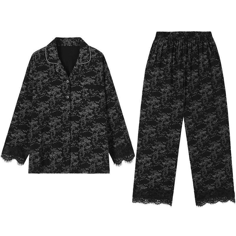 Pajamas women's spring and autumn models, pure cotton long-sleeved high-end women's autumn can wear cotton large-size loungewear set