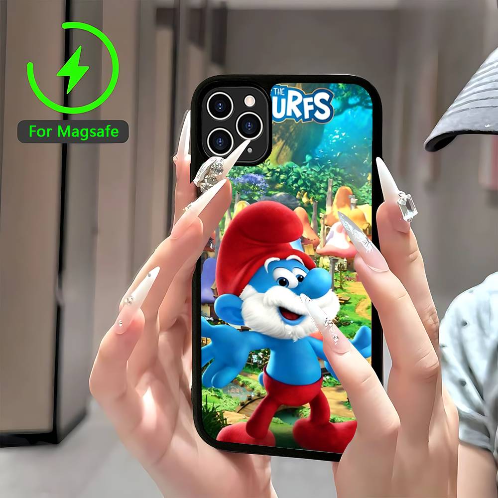 Cartoon The S-Smurfs Phone Case For IPhone 13 14 15 11 12 16 17 Pro Max Plus For Magsafe Magnetic Shell
