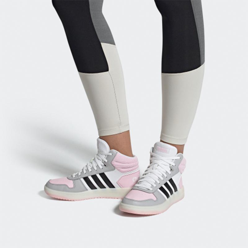 adidas Кроссовки Hoops 2.0 Mid 'Белый Розовый Черный' Женские FV2737