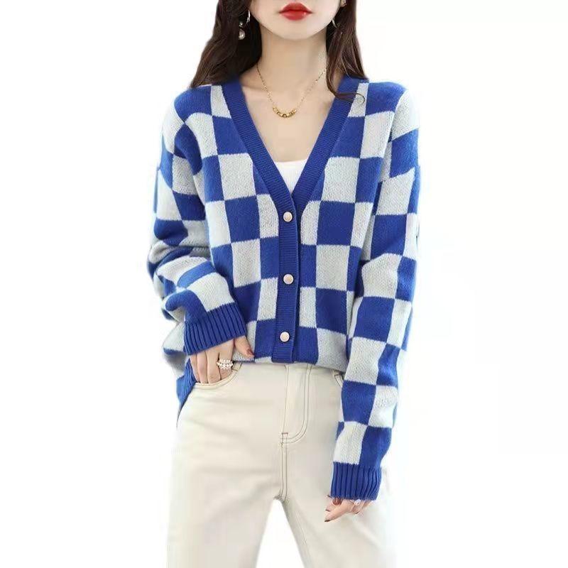 Корейский хлопковый свитер, вязаный кардиган, новинка весны 2022 года, свитер боевого цвета, свитер с длинными рукавами и v-образным вырезом, женские кардиганы на открытом воздухе