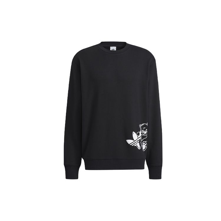 adidas Оригинальный свитшот с логотипом Trefoil Bear Crew, мужские топы, черный HL4111