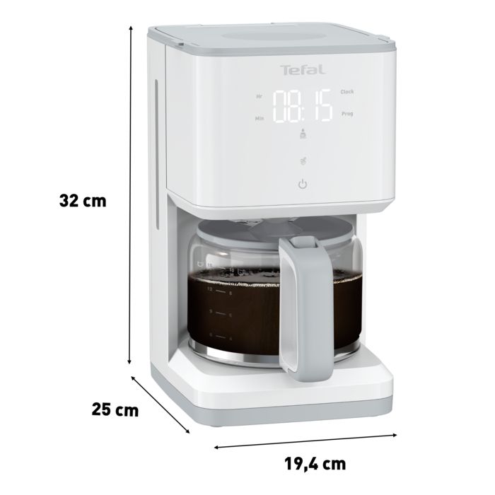 Cafetière Filtre Programmable TEFAL SENSE Blanche 15 Tasses, 1,25L CM693110