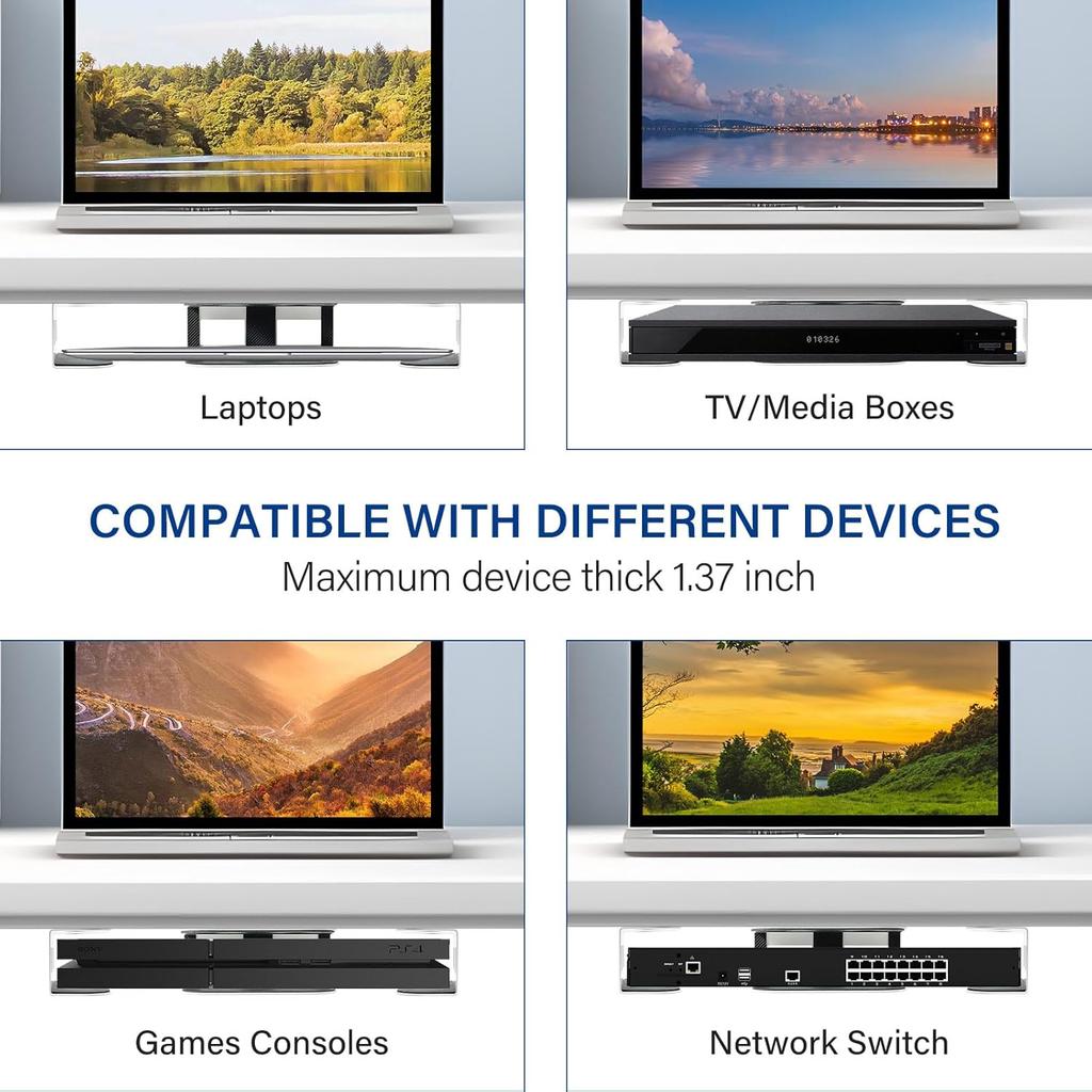 Under Desk Laptop Storage Mount Metal Thickness 1.37" for MacBook,Laptop,Mini,Keyboard,Router,with Anti-Scratch Silicone