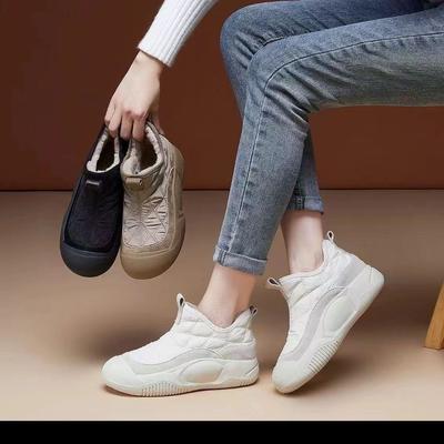 Короткие зимние ботинки женские 2025 новая зима корейская версия модные бархатные теплые ботинки на платформе хлопковая обувь рабочая обувь для мамы