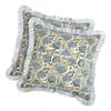 2 Piece Romantic Floral Print Pillow Covers With Ruffled Trim Soft Polyester Square Cushion Case for Living Room Bedroom
