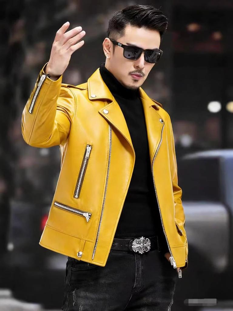Spring and Autumn New Leather Jacket Locomotive Leather Jacket Men's Slim Fit Handsome Youth Men's Jacket Trend