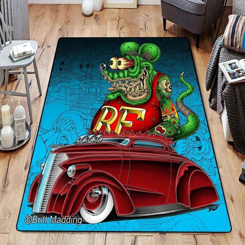 Funny Room Rugs Foot Carpets R-Rat Fink Entrance Doormat Kawaii Rug Floor Mats Bath Mat Kitchen Hallway Carpet Home Decor