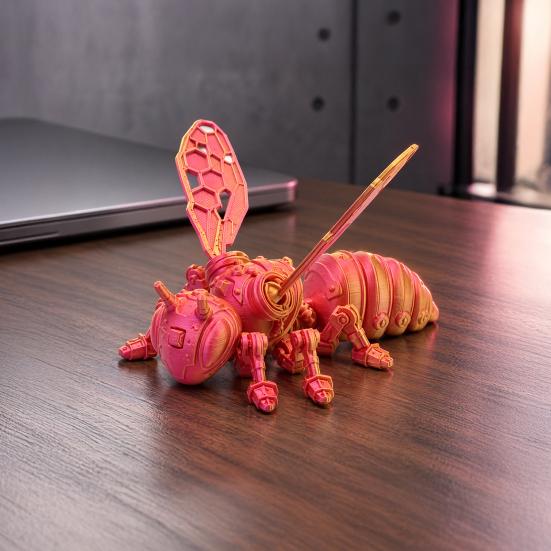 Магнитное украшение для холодильника, 3D-печатная пчела, магнит на холодильник, реалистичная фигурка на гибком соединении, шарнирные декорации для офисного шкафа