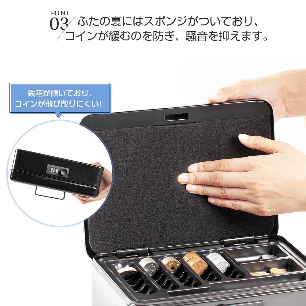 Hachibanya Portable Cash Box with Dial Lock, B5 Size, for Accounting, Office, Simple Safe, Piggy Bank, Steel, Home Use, Approx. W25 x D18 x H9cm, M250