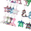 20Pcs Mermaid Sequin Keychains, Sparkling Flip Sequin Ocean-Themed Key Rings, Starfish Turtle Fish Tail Animal Shapes