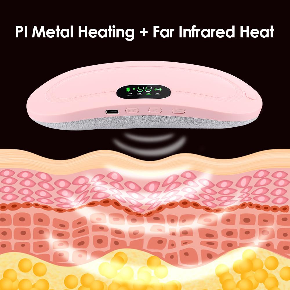 Electric Menstrual Cramp Massager Vibrating Heating Pad with Menstrual Abdominal Warmer Belt