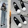 New Fashionable Versatile Flying Woven Breathable Round Head Low Heel Elastic Cloth Casual Women's Shoes Comfortable and Versatile