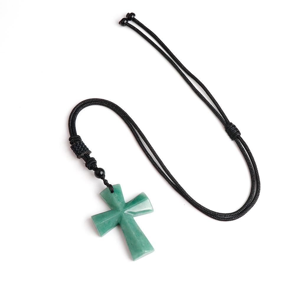 Ожерелье с крестом из агата - полудрагоценный камень, рождественский подарок, цепочка для свитера