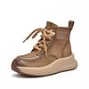 GKTINOO Women Boots Genuine Leather Sneakers 2024 New Lace-up Round Toe Women Handmade Retro Ankle Platform Boots