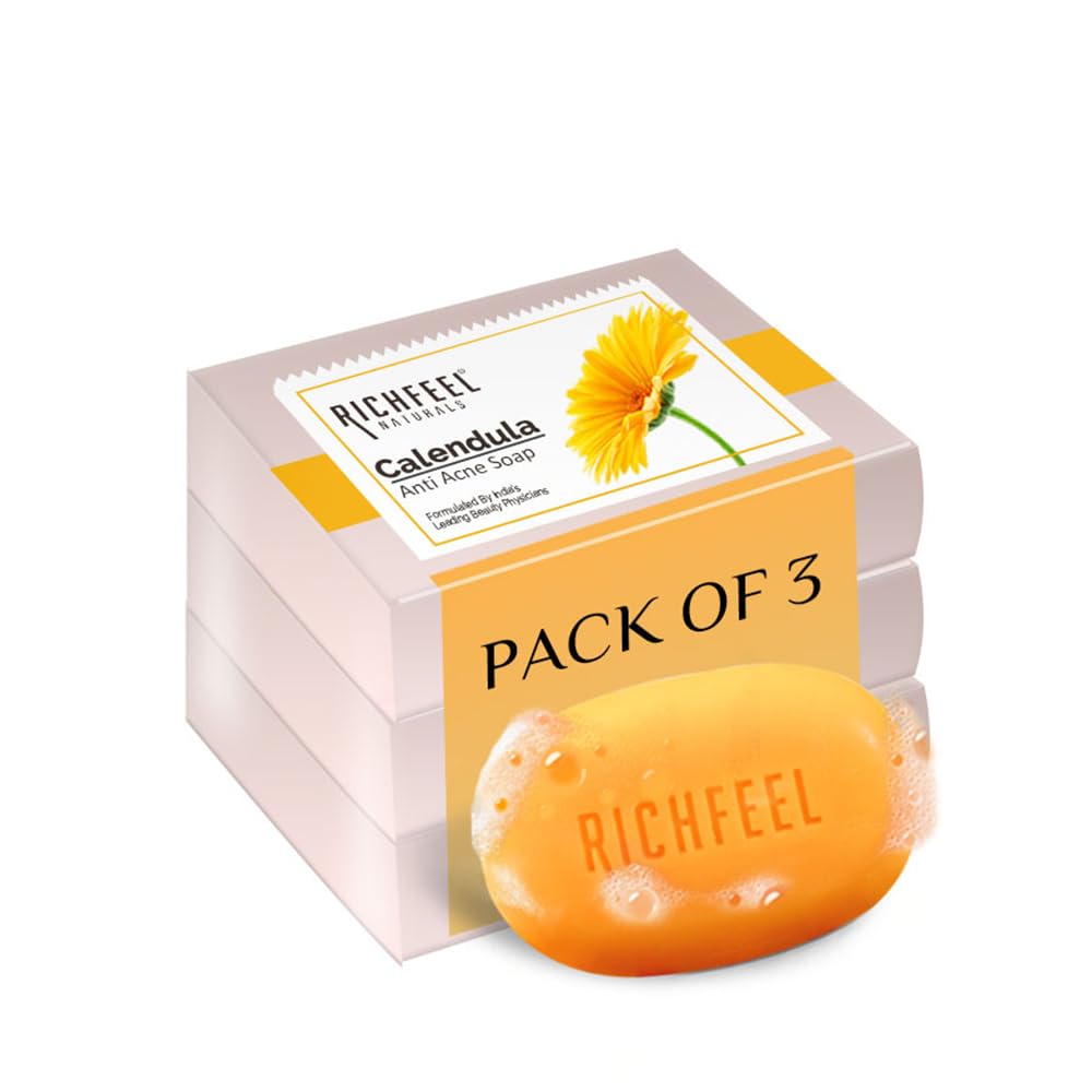 Richfeel Calendula Acne Soap, 75g (Pack of 3)