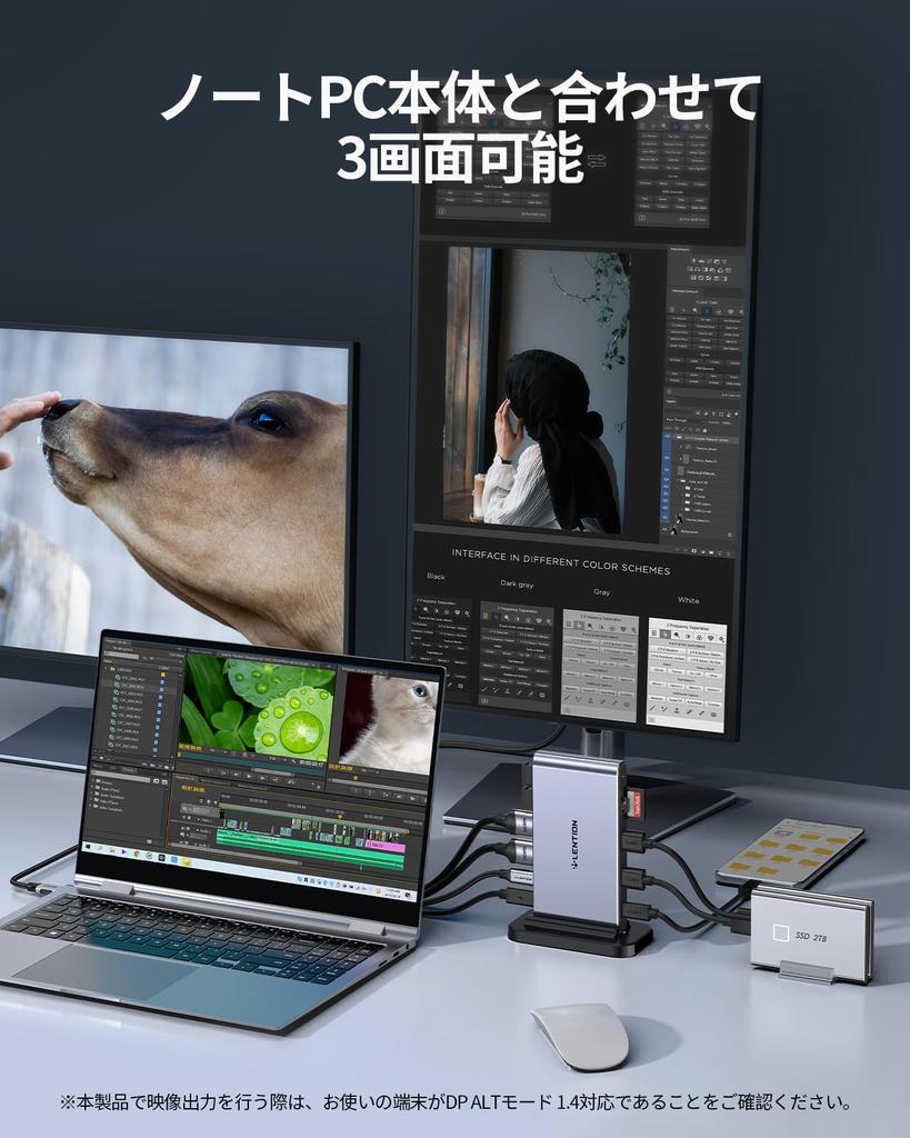 LENTION Vertical USB C Docking Station 10in1 4K HDMI Micro Card Reader 100W PD Compatible Type C Hub Type C 2 Ports CB-D62 USB3.0 SD/SD (Space Gray)