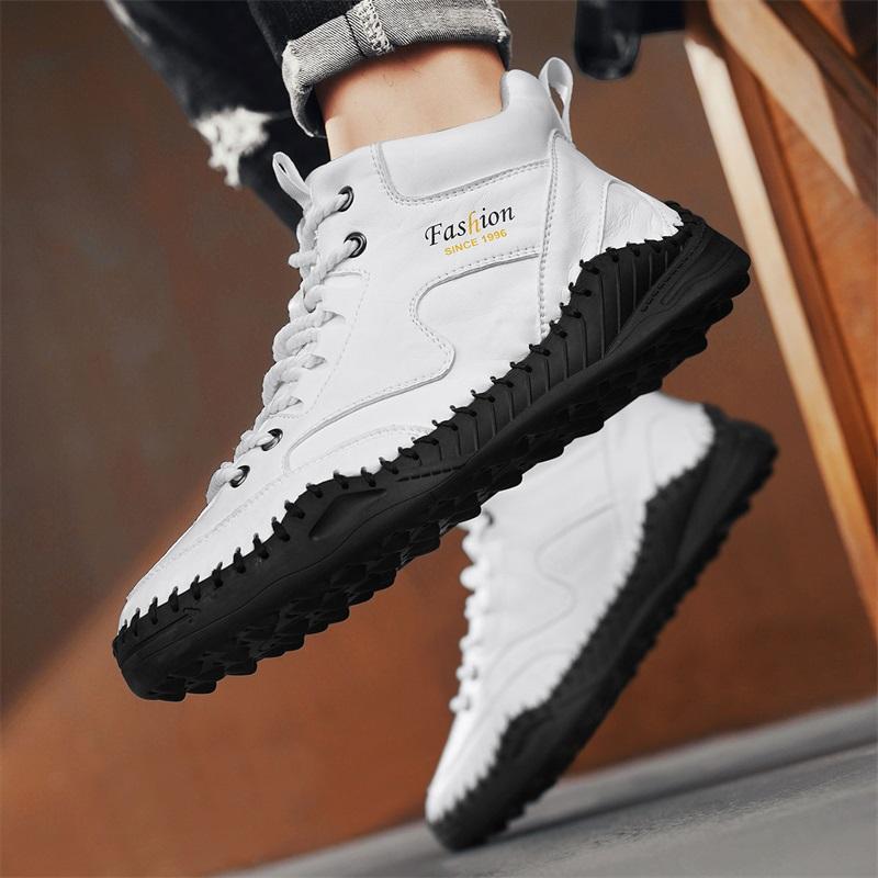 38-47 Большие размеры Мужская обувь Ручная прошивка Кожаные мужские ботинки Спилок Повседневная кожаная обувь Мужские ботильоны