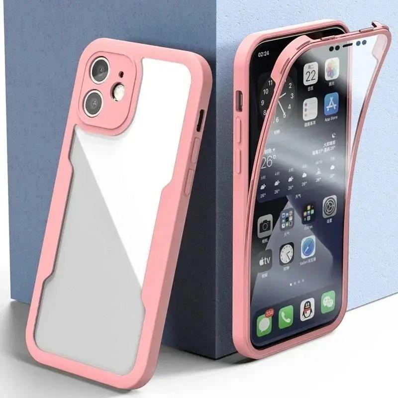 Чехол-бампер 360° для iPhone 17 Pro Max Air Capa для iPhone 16 Pro Max 14 15 Plus 16E 13 12 Mini Защита экрана Чехол для телефона