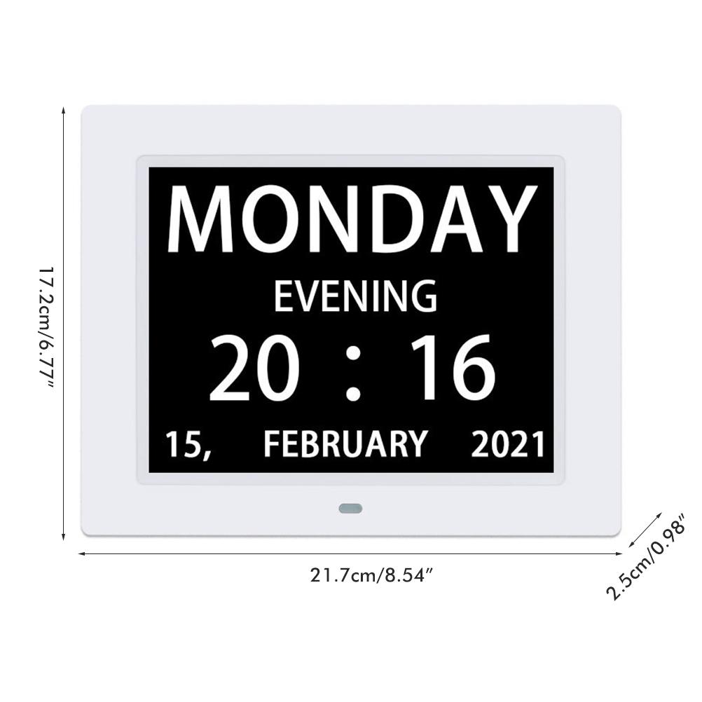8-дюймовый цифровой календарь, часы дня, автоматически затемняющиеся электронные цифровые часы с цифрами на большом экране