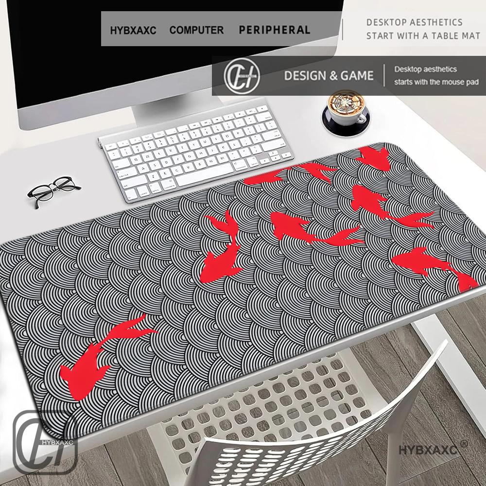 HYBXAXC Japanese Koi Fish Mouse Pad Desk Mouse Pad Cute HD Desk Pad Extended Gaming Keyboard Mats Large XXL Gamer Mousepad x