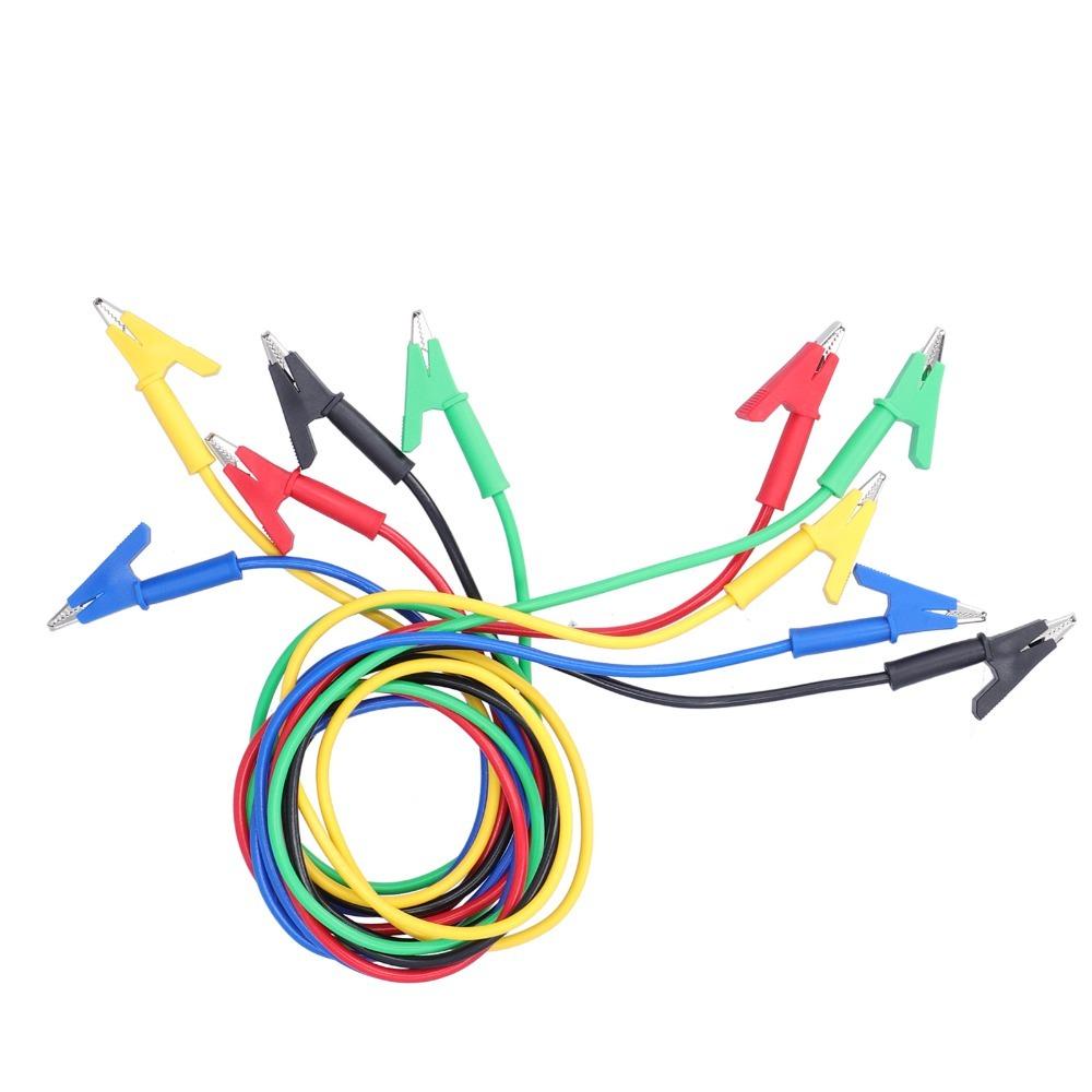 5PCS 1m Test Cable 5 Colors Jumper Wires Durable Alligator Clips Electrical Testing