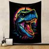 Neon Dinosaur Fury Design Patterned Tapestry Decorative Wall Hanging, Home Bedroom Living Room Decor