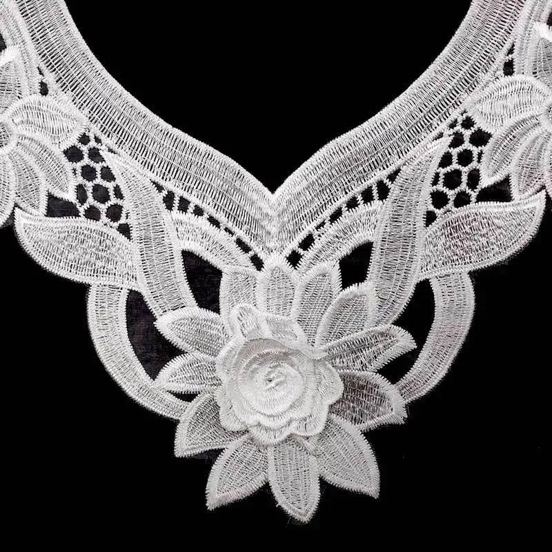Красивый большой цветочный вышитый воротник, черно-белый цветочный кружевной декоративный воротник, аксессуары для женской одежды